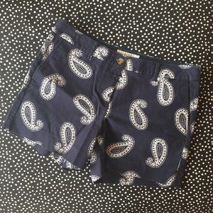 {Boden} Navy Paisley Printed Shorts